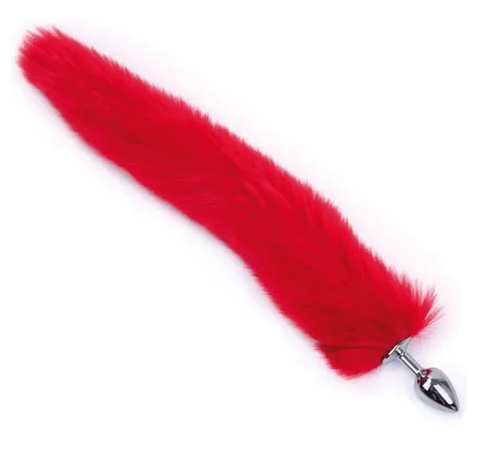 Cola larga roja con plug de metal small